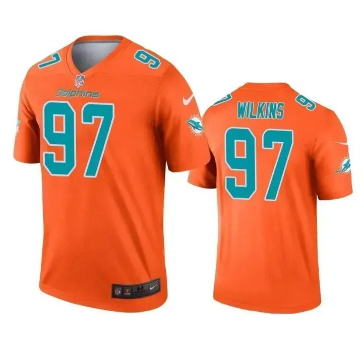 Men Miami Dolphins 97 Christian Wilkins Nike Orange Inverted Legend NFL Jersey